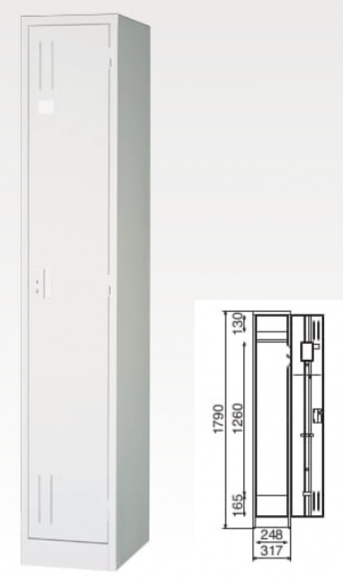 「新品」　1人用ロッカー　完成品　シリンダー錠　カギ2本付　W317　ホワイト　日本製　PL17-AW