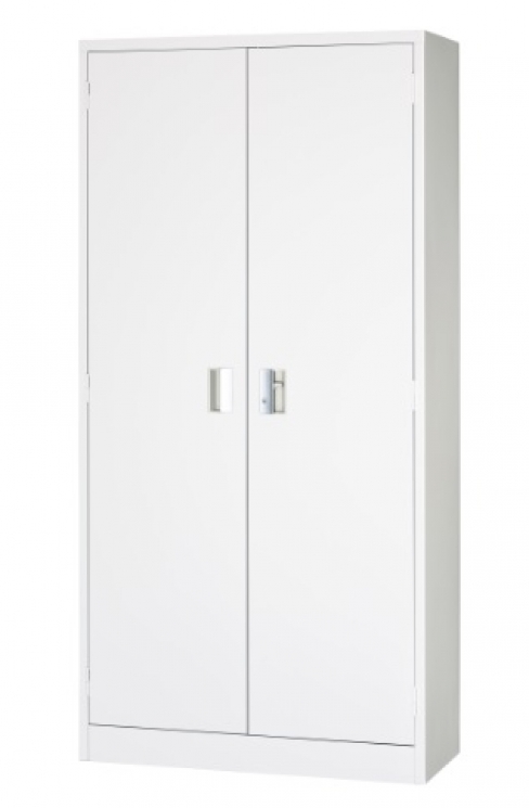 「新品」　両開き書庫　完成品　カギ2本付　ホワイト　日本製　P603-AW