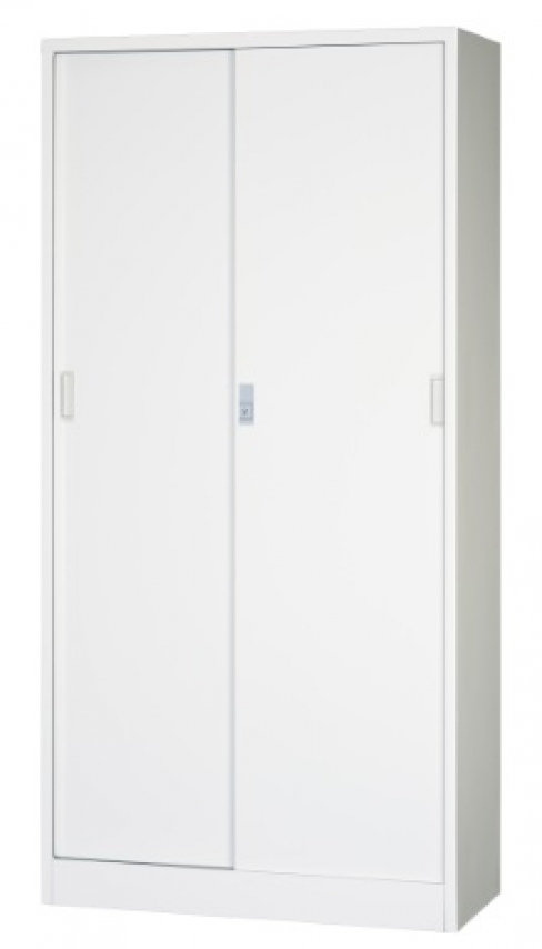 「新品」　引違い書庫　完成品　カギ2本付　ホワイト　日本製　P603D-AW