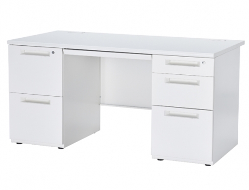 「新品」　両袖デスク　ホワイト　カギ各2本付　PDTE147-2-3　要組立　両袖机