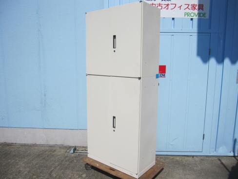 上下書庫セット　両開き/両開き　鍵あり　ホワイト　800ｘ400ｘ1850　オカムラ製ヴィラージュ
