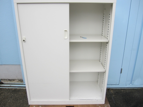 引違い書庫　ホワイト　鍵あり　生興製ＡＮＷ－３４Ｓ　880ｘ400ｘ1120