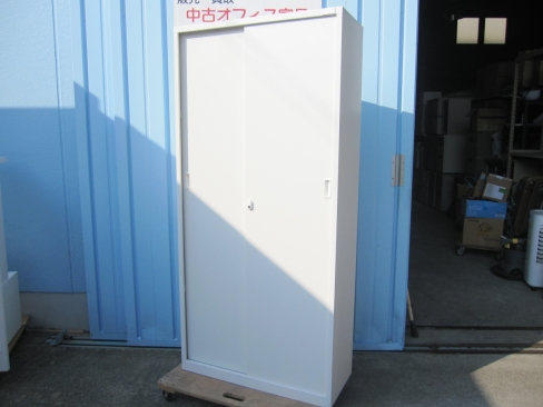 引違い書庫　鍵あり　ホワイト　880ｘ380ｘ1860