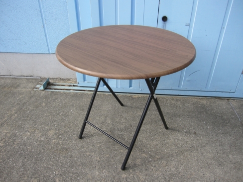 折りたたみテーブル　丸テーブル　木目ダークブラウン　φ800H710