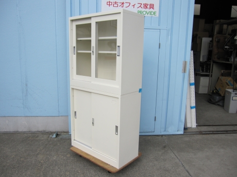 上下書庫セット　ホワイト　鍵あり　880ｘ400ｘ1760