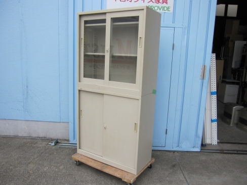 特価！　上下書庫セット　ニューグレー　下のみ鍵あり　880ｘ400ｘ1760