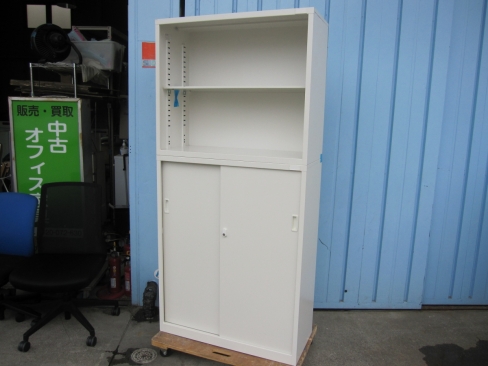 上下書庫セット　ホワイト　鍵あり　880ｘ380ｘ1850　生興製