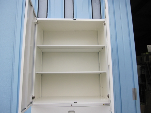 上下書庫セット　鍵あり　ホワイト　両開き/3段ラテラル　オカムラ製レクトライン