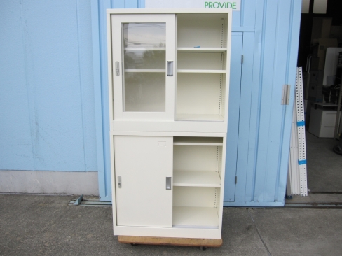 上下書庫セット　ホワイト　鍵あり　880ｘ400ｘ1760