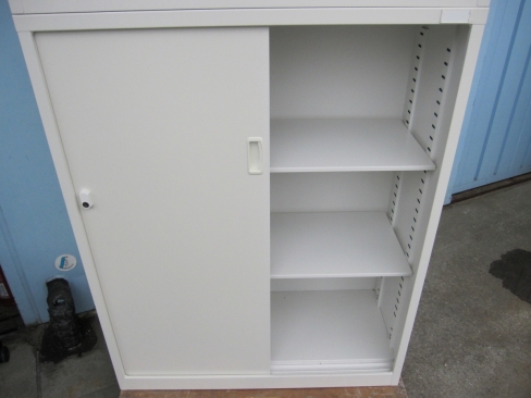 上下書庫セット　ホワイト　鍵あり　880ｘ380ｘ1850　生興製