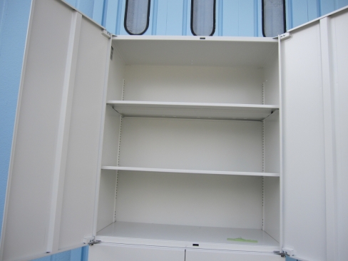 上下書庫セット　両開き/両開き　鍵あり　ホワイト　イトーキ製シンライン　900ｘ450ｘ2150