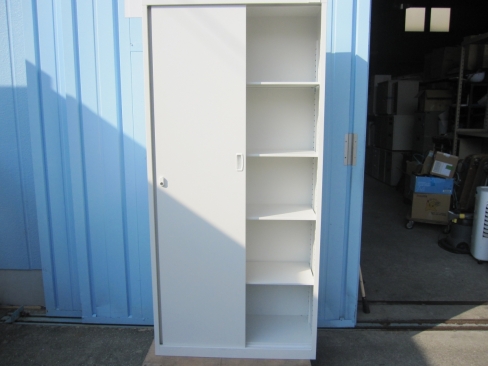 引違い書庫　鍵あり　ホワイト　880ｘ380ｘ1860