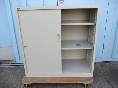 引違い書庫　鍵あり　ニューグレー　880ｘ400ｘ850　生興製