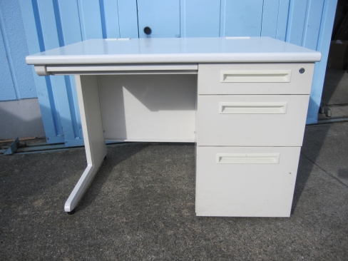 事務机　片袖デスク　ホワイト　鍵無し　1000ｘ700ｘ700