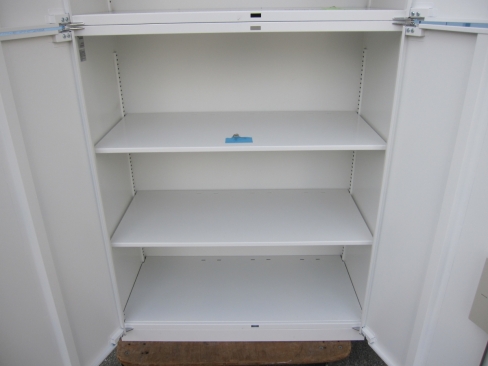 上下書庫セット　両開き/両開き　鍵あり　ホワイト　イトーキ製シンライン　900ｘ450ｘ2150