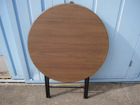 折りたたみテーブル　丸テーブル　木目ダークブラウン　φ800H710