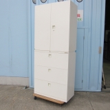 上下書庫セット 鍵あり ホワイト 両開き/3段ラテラル オカムラ製レクトライン