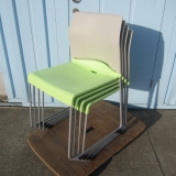 会議用チェア4台セット ライトグリーン スタッキングチェア 樹脂製