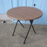 折りたたみテーブル 丸テーブル 木目ダークブラウン φ800H710