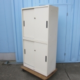 上下書庫セット ホワイト 鍵あり 800x400x1760 オカムラ製ヴィラージュ 多少日焼けあり