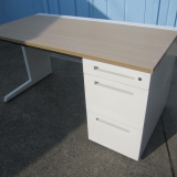 事務机 片袖デスク 鍵あり 天板チーク/ホワイト 1400x700x720 イトーキ製CZR