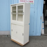 上下書庫セット ホワイト 鍵あり 880x400x1760