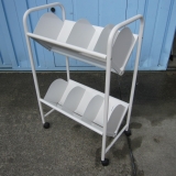 オープンワゴン ホワイト 移動式本立て 600x360x940