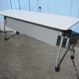 会議用テーブル スタックテーブル 幕板あり 1800x450x720 ホワイト 藤沢工業製