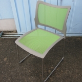 会議用チェア グリーン メッシュ スタッキングチェア